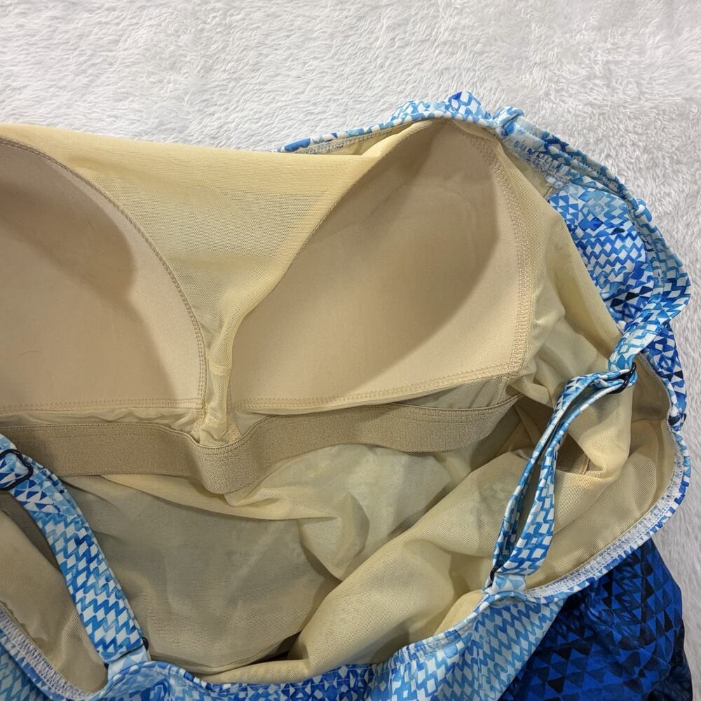 Swimsuits for All Loop Blouson One Piece Swimsuit Size 26 Blue Geometric NWT - Picture 11 of 15
